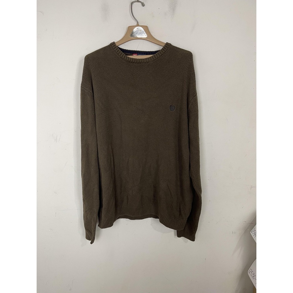 Chaps Mens Sweater 2XL Chocolate Brown Grunge Fall‎ Crewneck Casual XXL Outdoor